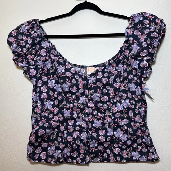 Nation Los Angeles Angel floral blouse top size XL - Picture 6 of 12